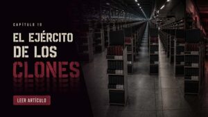 Portada del capítulo 10 del Museo de los Horrores del PDV, con un ejército de expositores de PLV idénticos avanzando por tiendas diferentes, simbolizando la falta de adaptación de las campañas al espacio y potencial de cada punto de venta.